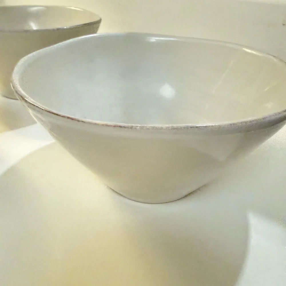 Crate And Barrel Bowl set Mercer White Soup Cereal Artisanal‎ Textured Qty 3